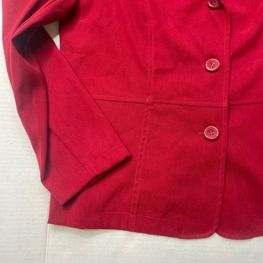 Notations Solid Red Single Breasted Button Front … - image 4